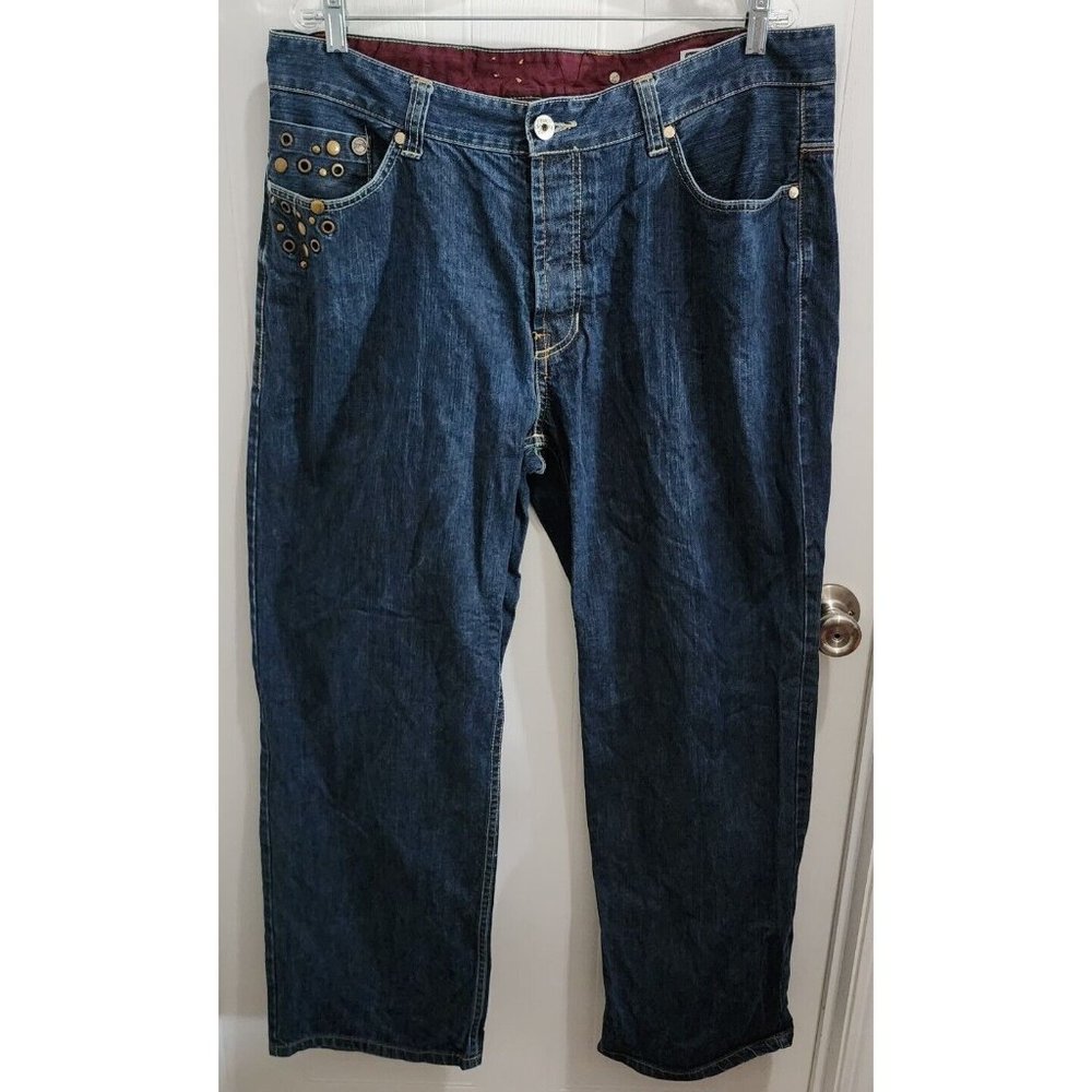 Vintage 90s 2000s Y2K Enyce Men's Baggy Wide Leg‎ Jeans Skater Embellished Sz 38
